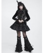 Devil Fashion Black Gothic Lace Ruffle Buckle-Up Leg Warmers