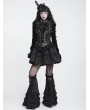 Devil Fashion Black Gothic Lace Ruffle Buckle-Up Leg Warmers