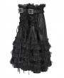 Devil Fashion Black Gothic Lace Ruffle Buckle-Up Leg Warmers
