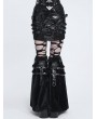 Devil Fashion Black Gothic Punk Eyelet Harness Flared Fur Leg Warmers