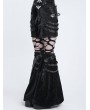 Devil Fashion Black Gothic Punk Eyelet Harness Flared Fur Leg Warmers