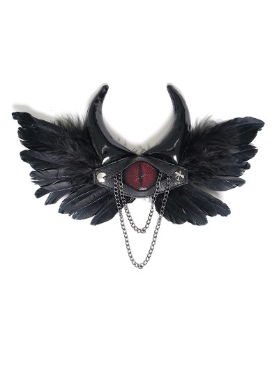 Devil Fashion Black Gothic Evil Eye Horn Wing Headdress