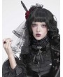 Devil Fashion Black Gothic Beaded Rose Veil Headdress