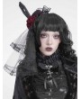 Devil Fashion Black Gothic Beaded Rose Veil Headdress