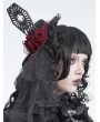 Devil Fashion Black Gothic Beaded Rose Veil Headdress