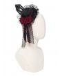 Devil Fashion Black Gothic Beaded Rose Veil Headdress