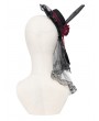 Devil Fashion Black Gothic Beaded Rose Veil Headdress
