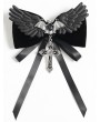 Devil Fashion Black Gothic Bat Cross Bow Tie