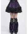 Devil Fashion Black and Purple Furry Gothic Flared Leg Warmers