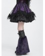 Devil Fashion Black and Purple Furry Gothic Flared Leg Warmers