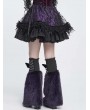 Devil Fashion Black and Purple Furry Gothic Flared Leg Warmers