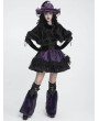 Devil Fashion Black and Purple Furry Gothic Flared Leg Warmers