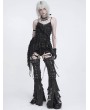 Devil Fashion Black Gothic Punk Zip Ripped Flared Leg Warmers