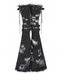 Devil Fashion Black Gothic Punk Zip Ripped Flared Leg Warmers