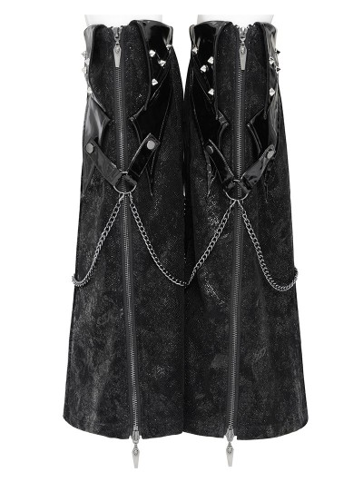 Devil Fashion Black Gothic Punk Rivet Chain Zipper Leg Warmers
