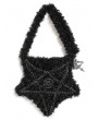 Devil Fashion Black Gothic Pentagram Chain Plush Crossbody Bag