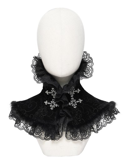 Devil Fashion Black Vintage Gothic Cross Lace Velvet Collar
