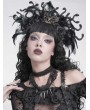 Devil Fashion Black Gothic Spiked Beaded Lace Tassel Choker