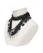 Devil Fashion Black Gothic Spiked Beaded Lace Tassel Choker