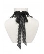 Devil Fashion Black Gothic Spiked Beaded Lace Tassel Choker