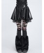 Devil Fashion Black Gothic Chain Decor Furry Flared Leg Warmers