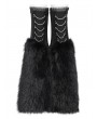 Devil Fashion Black Gothic Chain Decor Furry Flared Leg Warmers