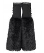 Devil Fashion Black Gothic Chain Decor Furry Flared Leg Warmers