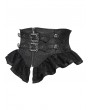 Devil Fashion Black Gothic Zip-Front Vintage Ruffled Girdle