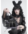 Devil Fashion Grey and Black Gothic Cross Rose Lace Handbag