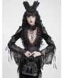 Devil Fashion Grey and Black Gothic Cross Rose Lace Handbag