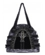 Devil Fashion Grey and Black Gothic Cross Rose Lace Handbag