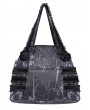 Devil Fashion Grey and Black Gothic Cross Rose Lace Handbag