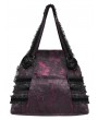 Devil Fashion Black and Red Gothic Cross Rose Lace Handbag