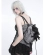 Devil Fashion Grey and Black Spider Plush Gothic Backpack with Chain