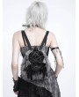 Devil Fashion Grey and Black Spider Plush Gothic Backpack with Chain