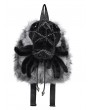 Devil Fashion Grey and Black Spider Plush Gothic Backpack with Chain