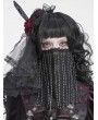 Devil Fashion Black Gothic Beaded Tassel Veil Face Mask