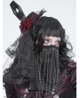 Devil Fashion Black Gothic Beaded Tassel Veil Face Mask