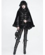 Devil Fashion Black Gothic Embroidered Lace Fur Trimmed Cape for Women