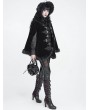 Devil Fashion Black Gothic Embroidered Lace Fur Trimmed Cape for Women
