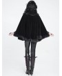 Devil Fashion Black Gothic Embroidered Lace Fur Trimmed Cape for Women