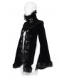 Devil Fashion Black Gothic Embroidered Lace Fur Trimmed Cape for Women