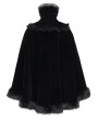 Devil Fashion Black Gothic Embroidered Lace Fur Trimmed Cape for Women