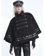 Devil Fashion Black Gothic Punk Military Spiked Double Breasted Cape for Women