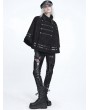 Devil Fashion Black Gothic Punk Military Spiked Double Breasted Cape for Women
