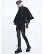 Devil Fashion Black Gothic Punk Military Spiked Double Breasted Cape for Women