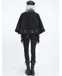 Devil Fashion Black Gothic Punk Military Spiked Double Breasted Cape for Women