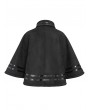 Devil Fashion Black Gothic Punk Military Spiked Double Breasted Cape for Women