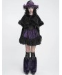 Devil Fashion Black Gothic Floral Velvet Fur Trim Cape for Women