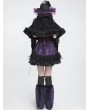 Devil Fashion Black Gothic Floral Velvet Fur Trim Cape for Women